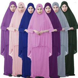 Ethnic Clothing 2 Piece Set Eid Ramadan Prayer Garment Women Muslim Overhead Khimar Caftan Islamic Hijab Dress Niqab Skirt Arabic Robe