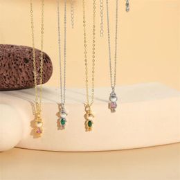 Chains Selling Cute Little Boy And Girl Zircon Pendant Necklace With European American Niche Desi