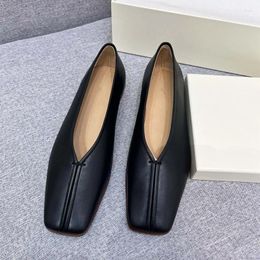 Dress Shoes 2024 Spring And Summer Minimalist Low Heel Square Toe Retro Comfortable Leather For Women