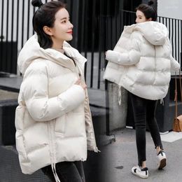 Women's Trench Coats 2024 Women Down Cotton Coat Winter Jacket Female Loose Plus Size Parkas Pure Color Hooded Outwear Warm Overcoat