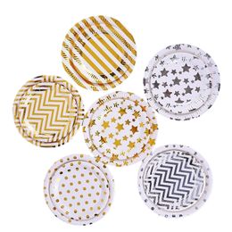 7/9 Inch Disposable Party Paper Plates Polka Dots Star Baby Shower Girls Kids Birthday Party Supplies W0162