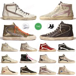 designer shoes casual classic Super Stars dirty old sneakers high top white nappa leather itlay brand star trainers Super-Star Ball Star platform sneaker