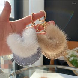 Keychains Cute Genuine Keychain Car Key Ring Pendant Fluffy School Bag Gift Kawaii Backpack Accessories