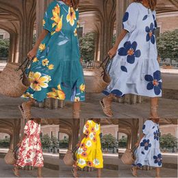 Casual Dresses Women Bohemian Maxi Dress Summer O Neck Sleeveless Tank Long Vintage Floral Print Loose Beach Sundress Vestidos