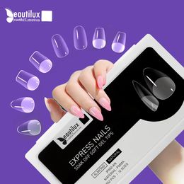 Beautilux Short False Nails Full Cover Matte Gel Tips Nail Art American Capsule Press on Coffin Almond Oval Fake Express Nails 240104