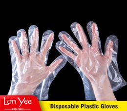 100pcsbag PE Polyethylene Disposable Transparent Gloves Food Grade Plastic Gloves Catering Beauty Thickened Disposable Gloves YL05001879