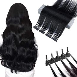 Extensions 6D Real Human Hair Extensions, 20 Minutes Fast No Trace Feather Connexion Human Virgin Hair 30 Rows 6D 2nd generation Hair Extens