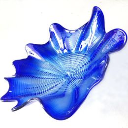 Lamps hand blown glass wall art plate Modern Decorative Hanging Plates Dale Chihuly Style Blue Colour Glass Tiffany Stained plates Lamps