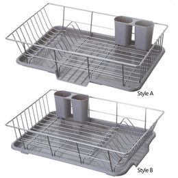 Kitchen Storage Dish Drainer Portable Utensil Holder With Drainboard Drying Rack Racks For Countertop Plates Forks Bathroom