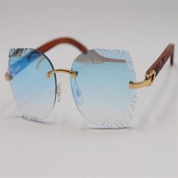 Manufacturers whole Rimless Carved lens Sunglasses 8200762 High quality New fashion vintage sunglasses outdoors driving Gold g308K
