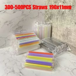 300500pcs 190x11mm Milkshake Straws Bubble Boba Milk Tea Plastic Thick Smoothie Cold Drinking Drinkware Bar Accessories 240103