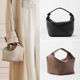 the Row Lunch Box Bag Niche Designer Shoulder Bags Top Quality Cowhide Handbag Genuine Leather Handbags for Women 240104