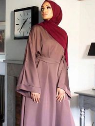 Ethnic Clothing 10 Colors Muslim Abaya Full Cover Ramadan Gown Abayas Islamic Dubai Lace Up Dress Eid Prayer Garment Long Khimar