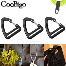 50pcs Snap Hook Carabiner Plastic Black Buckle Outdoor Climbing Backpack Strap Hanging Keychain Link Webbing Accessories 25mm 240103