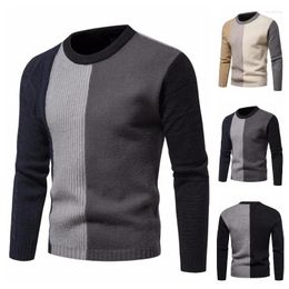 Men's Sweaters 2024 European And American Personalized Splice Sweater Casual Knitwear Top