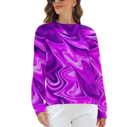 Women's Hoodies Purple Marble Print Women Long Sleeve Abstract Liquid Trendy Casual Hoodie Hip Hop Oversize Graphic Sweatshirts