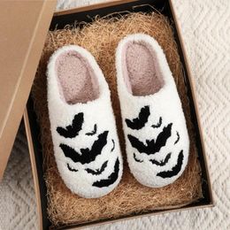 Slippers Halloween Warm Plush Women's Winter Home Bat Cotten Men Flip Flops Indoor Year Gifts Couple Shoes