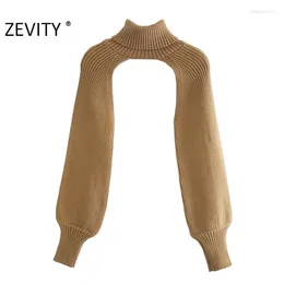 Women's Sweaters Zevity Women Turtleneck Collar Long Sleeve Knitting Sweater Femme Chic Design Casual Pullovers High Street Ladies Tops S434