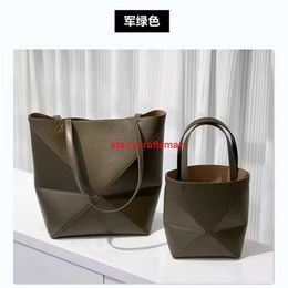 Loewies Puzzle Fold Tote Bag Womens Leather Handbag 2024 New Autumnwinter Tote Bag Womens Foldable Geometric Bucket Bag Simple Handbag One Shoulder Crossbody B HBCU