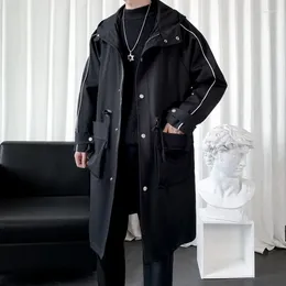 Men's Trench Coats 2024 Mens Coat Fashion Casual Slim Fit Solid Long Business Windbreaker Outwear Homme Overcoat