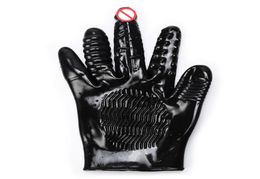 Black PVC Waterproof Vibrated Dildo Gloves Dildos Vibrator Flirting Glove Women GSpot masturbation Sex Toys Adult Products for co9180281