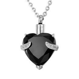 Lily Urn Necklaces Diamond Cremation Jewelry Heart Memorial Keepsake Ashes Holder Pendant with gift bag Five Colors343d