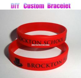 Bangle Wristbands Custom Red Rubber Silicone Bracelet With BLack Text Logo Silk Screen Print For Exhibition Party Gift