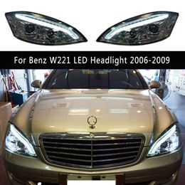 Car Accessories DRL Daytime Running Light Front Lamp For Benz W221 S300 S400 LED Headlight 06-09 Streamer Turn Signal Angel Eye Projector