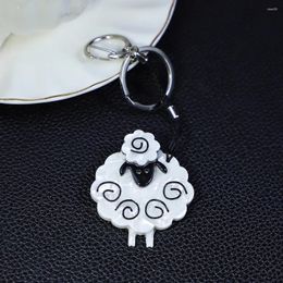 Keychains Handmade Arcylic Keychain Cute Animal Sheep Stainless Steel Key Ring Chain For Women Girl Gifts Jewelry Accessories