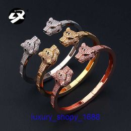Luxury Bangle designer Jewellery man bracelet High quality Car tiress Fashion Double Headed Leopard Bracelet Ring Set with Micro Zircon Have Original Box