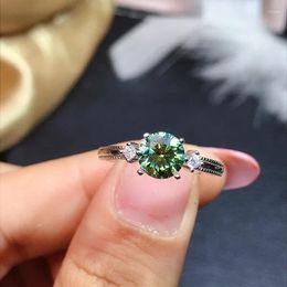 Cluster Rings Origin 925 Sterling Silver Green Emerald Ring For Women Wedding Bands Anillos Para Mujer Gemstone Anel Jewellery