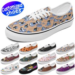 Customized shoes skateboard shoes star lovers SLIP ON diy shoes Retro casual shoes men women shoes outdoor sneaker scrawl dog white blue big size eur 29-49