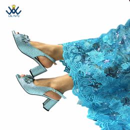 Sky Blue Color Special Arrivals Summer High Quality Italian Women Shoes Without Bag Nigerian Ladies Sandal for Wedding 240103
