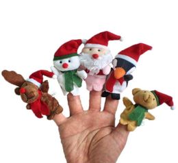 5pcsset Baby Plush Toy Christmas series Finger Puppets Tell Story Props Santa Claus elk snowman Doll Hand Puppet Kids gift R42221293