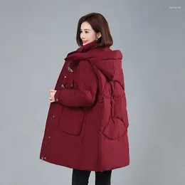 Women's Trench Coats Parka Womens Winter Fashion Collection Horn Button Snow Wear Warm Jackets Solid Long Coat Jaqueta Feminina