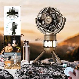 Electric Fans 10000mAh Portable Camping Fan Rechargeable Remote Control Circulator Wireless Ceiling Electric Fan Power Bank LEDLighting Tripod YQ240104