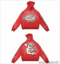 Hellstar Hoodie Designer Hoodies Portrait High Street Hip Hop Thickened Athleisure Hand Painted Pockets Womens Sweaters Hoody 013js8