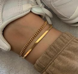 2020 Rose Gold Color Stainless Steel Chain Anklet Female Korean Simple Retro foot bracelet beach accessories boho jewelry9822265