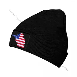 Berets Knitted Hat For Men Women United States Of America Country Flag Winter Thick Cap