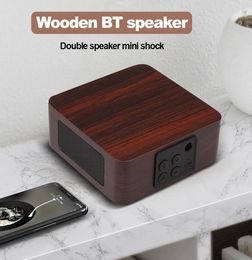 Custom logo wooden wireless bluetooth 42 speaker mini home portable netbox small speaker phone dual speakers voice broadcast4244514