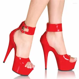 Dress Shoes 2024 Summer Women Sandals 15CM Thin High Heels Fall Street Look PU Buckle Strap Waterproof Party Wedding Woman