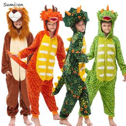 Halloween Dinosaur Animal Cartoon Hooded Jumpsuits Kids Onesies Kigurumi Dragon Pijama Totoro Sleepwear Adult Onesie Boy Onesies 240103