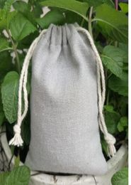 Silver Grey Linen Gift Bag 8x10cm 9x12cm 10x15cm 13x17cm 15x20cm pack of 50 Party Candy Sack Makeup Jewellery Jute Packaging Pouches7752656