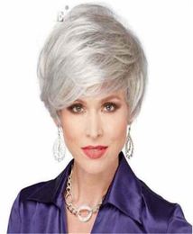 sexy fashion short silve Grey white health hair lady wig wigs for women9290980