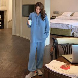 Sweatshirts Korean Style Maternity Clothes Set Solid Colour Hoodies+belly Sweatpants Twinset Pregnant Women Leisure Loose Sports Pants Suits