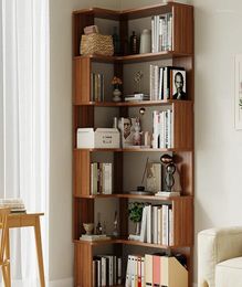 Decorative Plates Solid Wood Corner Bookcase Shelf Floor-to-floor Student Home Cabinet Multi-layer Wall