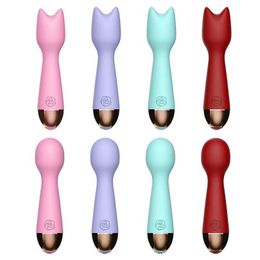 vibrator Cute cat head vibrator 10 frequency mini small massage stick charging waterproof Kawaii for girls 231129