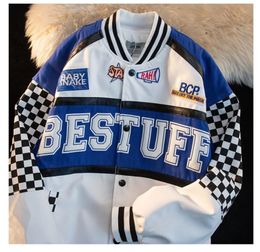 High Quality Racing Suit Varsity Jacket Men Racer Bomber Design Ins Heavy Embroidery Vintage Motorcycle Coat Jacket 240103