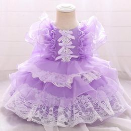 Dresses Girl's Dresses 2021 Baby Lolita Princess Ball Gown Infant 1Year Birthday Party Children Lace Bow Vestidos Flower Girl Wedding Dres