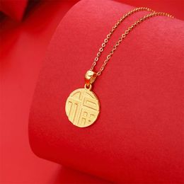 Customized 24 Karat Chain 100 Percent Pure 24K Saudi 999 Solid Gold Pendant Necklace Women Jewelry